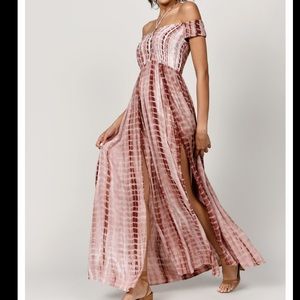 Tobi maxi dress tie dye off the shoulder Small